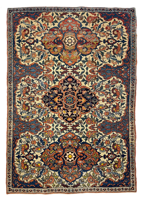 2'9"x4'1" Isphahan Fragment Hand Knotted