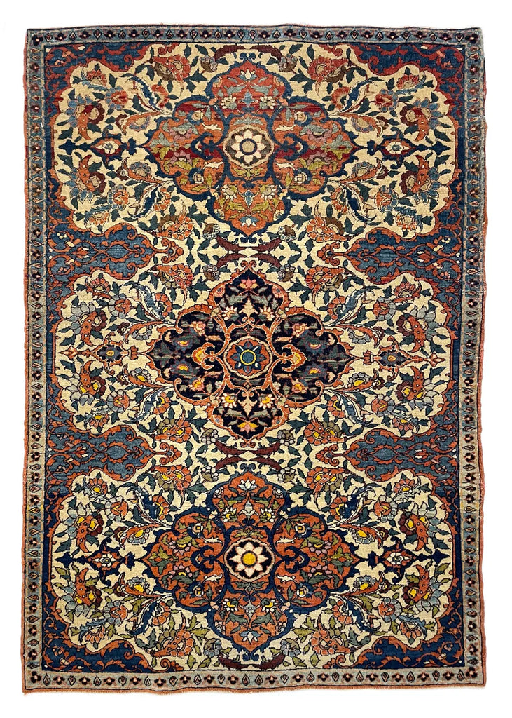2'9"x4'1" Isphahan Fragment Hand Knotted