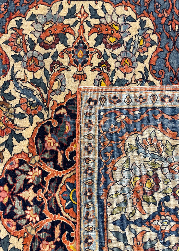 2'9"x4'1" Isphahan Fragment Hand Knotted