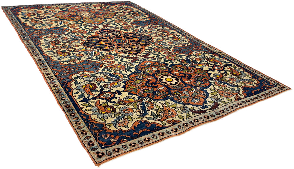 2'9"x4'1" Isphahan Fragment Hand Knotted