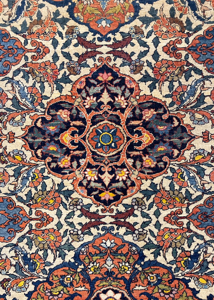 2'9"x4'1" Isphahan Fragment Hand Knotted