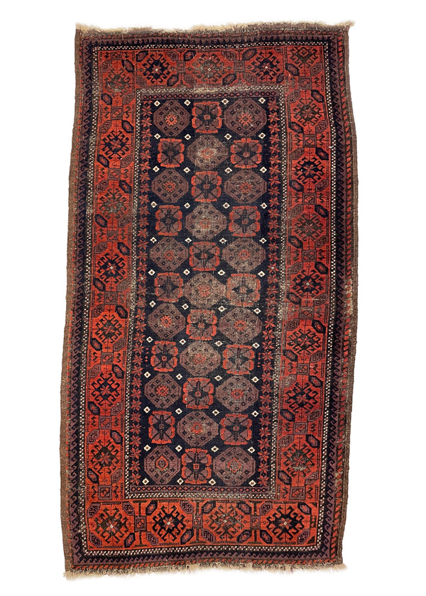 2'9"x5'1" Arab Baluch "Minah Khani" Hand Knotted