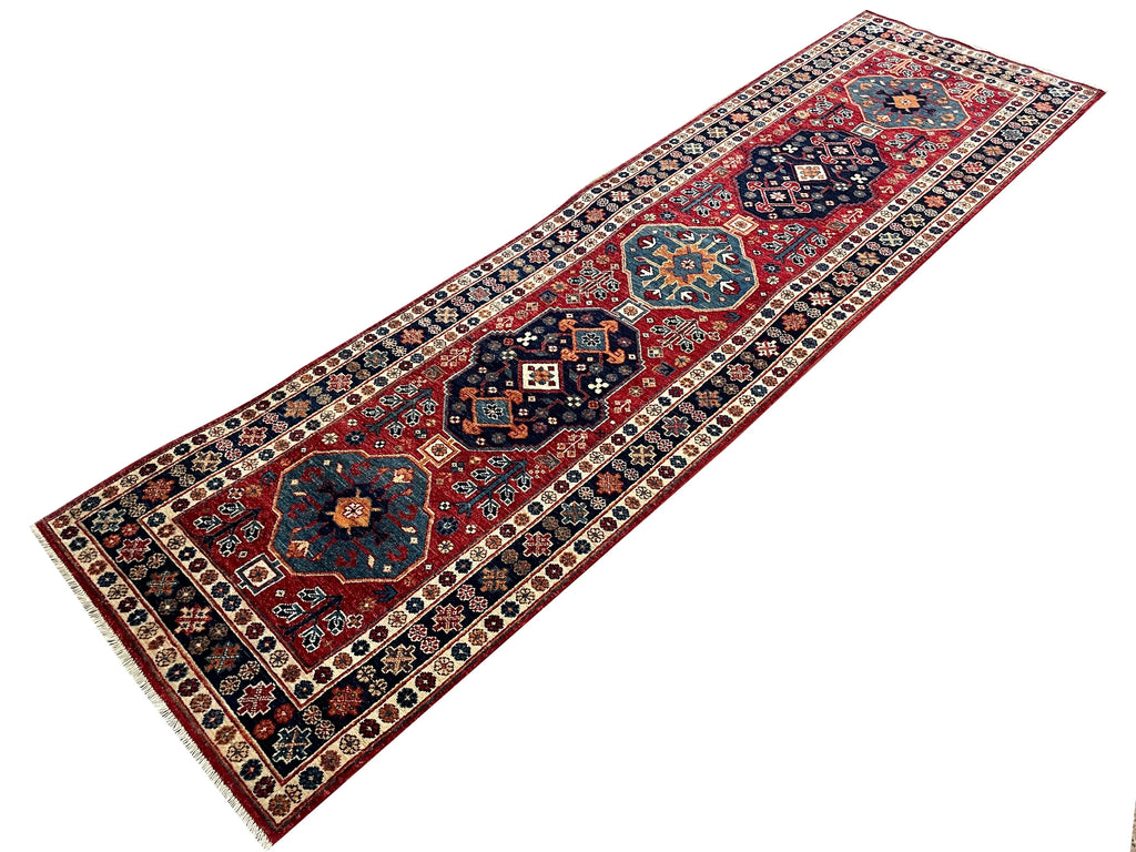 2'9"x9'10" Afghan-Kuba Hand Knotted