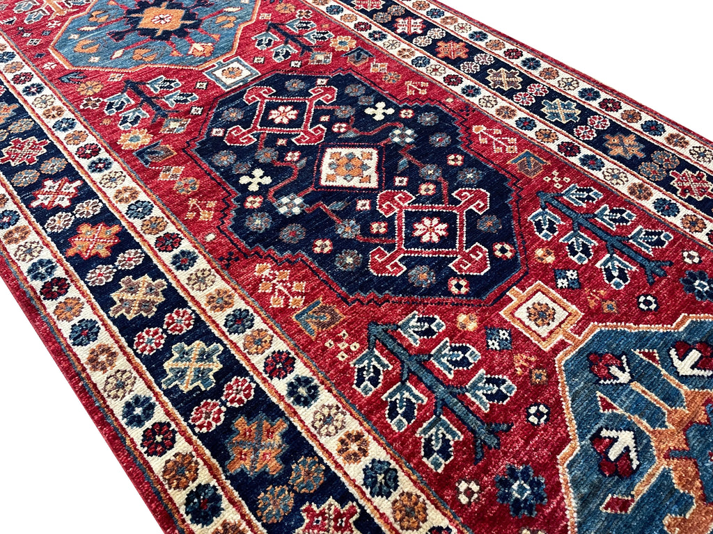 2'9"x9'10" Afghan-Kuba Hand Knotted
