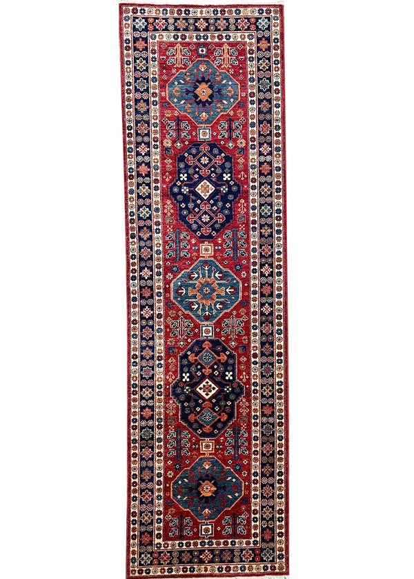 2'9"x9'10" Afghan-Kuba Hand Knotted