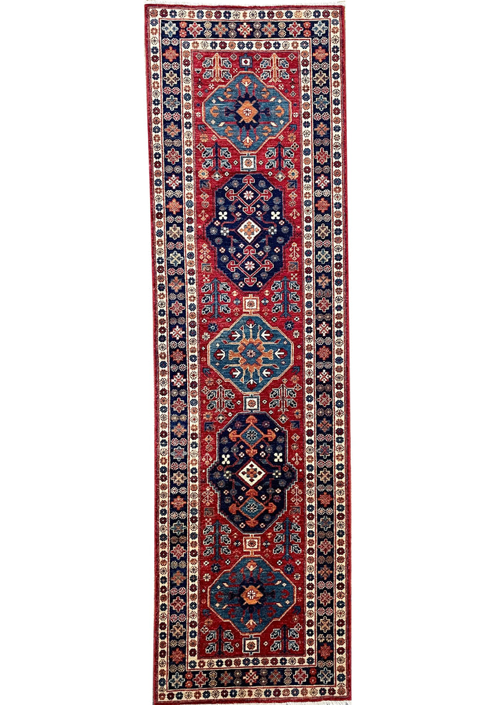 2'9"x9'10" Afghan-Kuba Hand Knotted