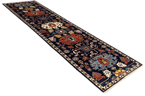 2'9"x9'6" Harshang Hand Knotted