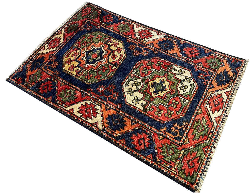 2x2'11" Afghan-Ersari Hand Knotted