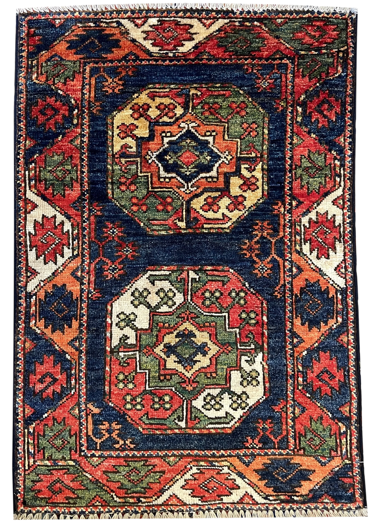 2x2'11" Afghan-Ersari Hand Knotted