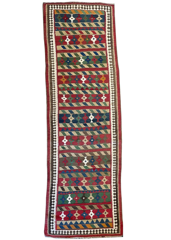 3'10"x11'10" Kurdish Kilim Hand Woven