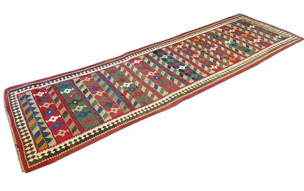 3'10"x11'10" Kurdish Kilim (s) Hand Woven