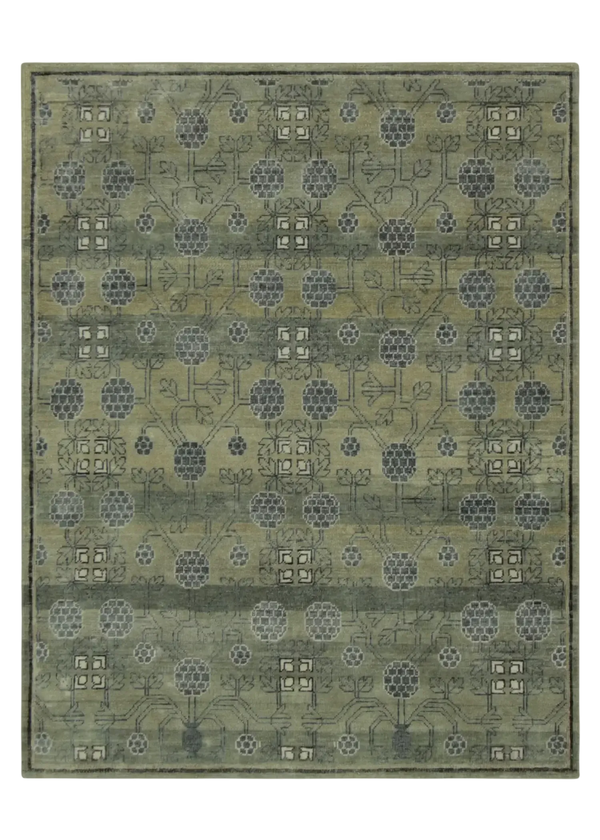 3'10"x5'1" Khotan Pomagrante Hand Knotted