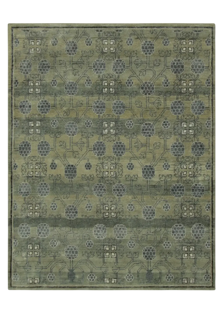 3'10"x5'1" Khotan Pomagrante Hand Knotted