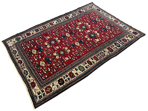 3'10"x5'8" Kuba Hand Knotted