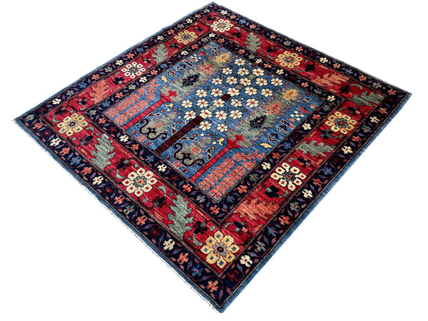 3'11"x4' Afghan-Bakshiesh Hand Knotted