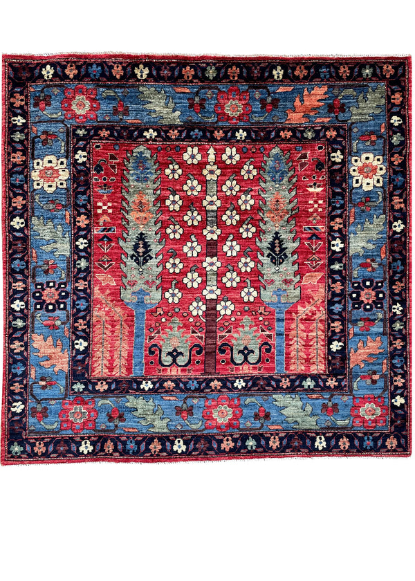 3'11"x4' Afghan-Bakshiesh Hand Knotted