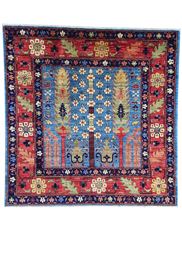 3'11"x4' Afghan-Bakshiesh Hand Knotted