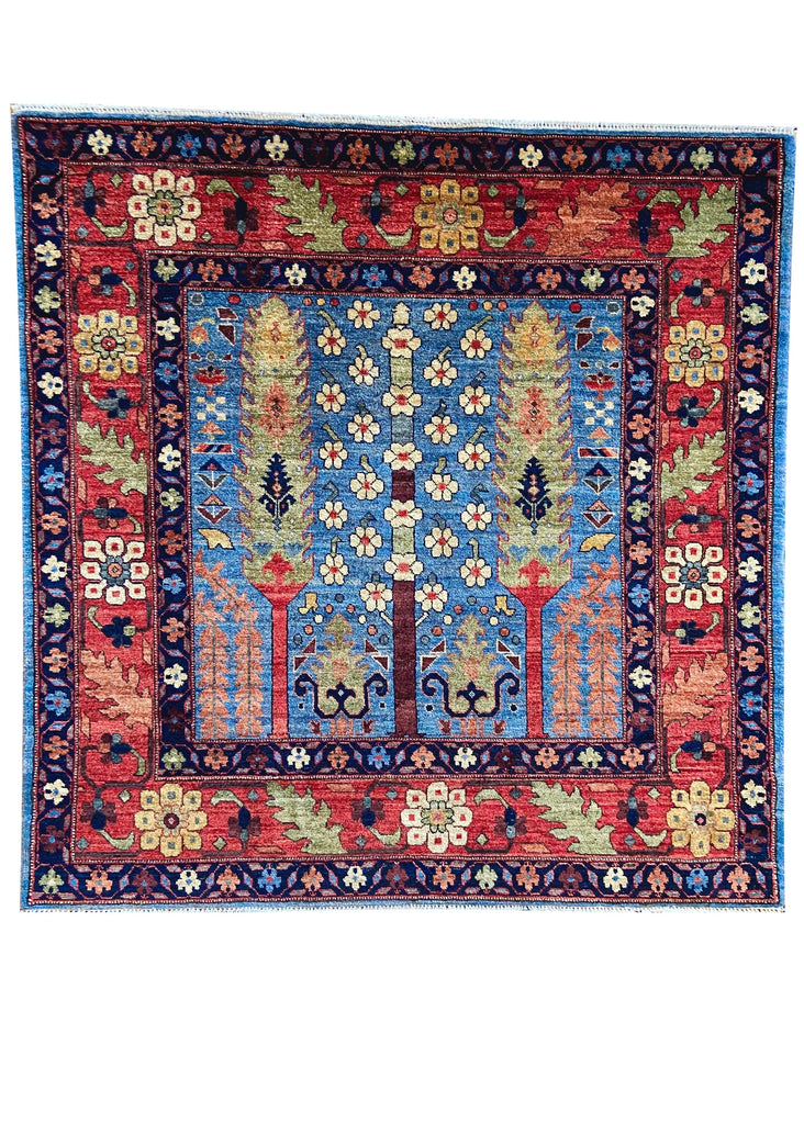 3'11"x4' Afghan-Bakshiesh Hand Knotted