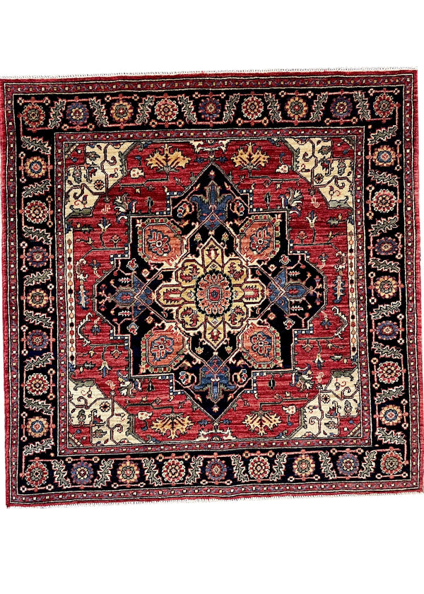 3'11"x4' Afghan-Heriz Hand Knotted