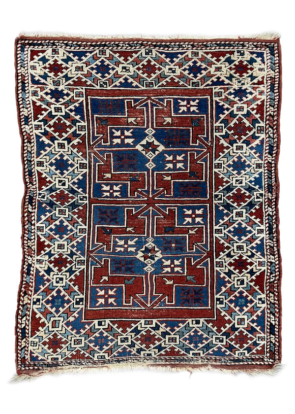3'1"x3'10" Ezneih Bergama Hand Knotted