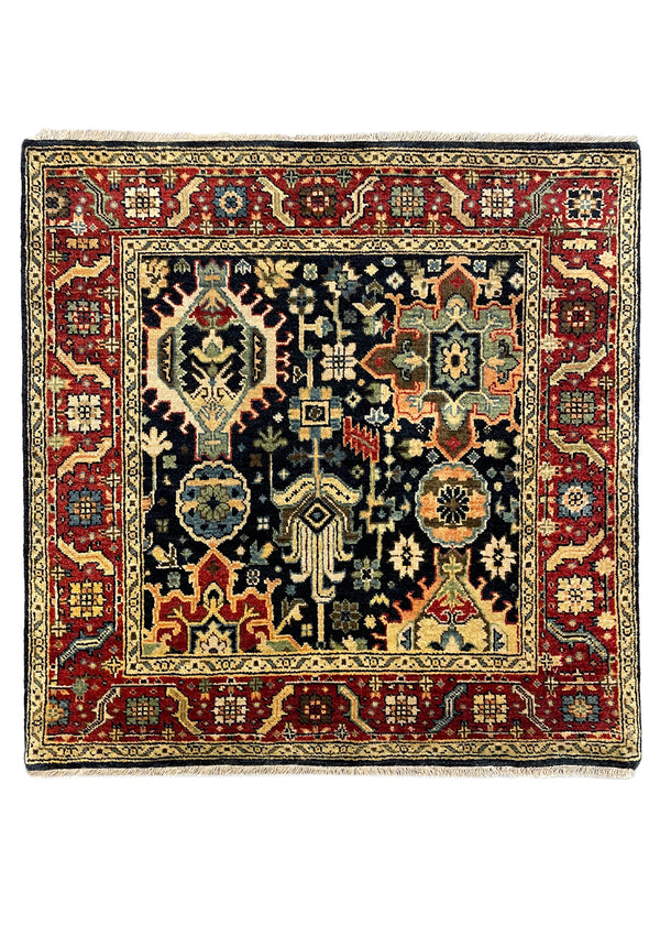 3'1"x3'1" Karaja Hand Knotted