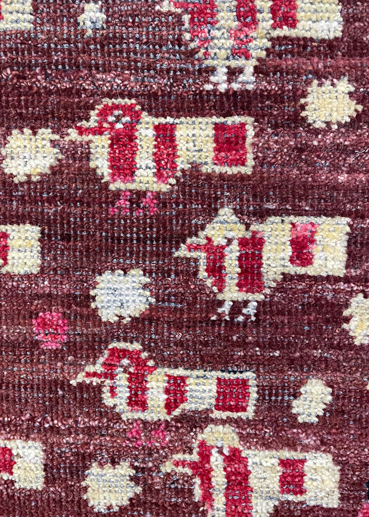 3'1"x3'3" Burano Moroccan Birds & Camels Hand Knotted