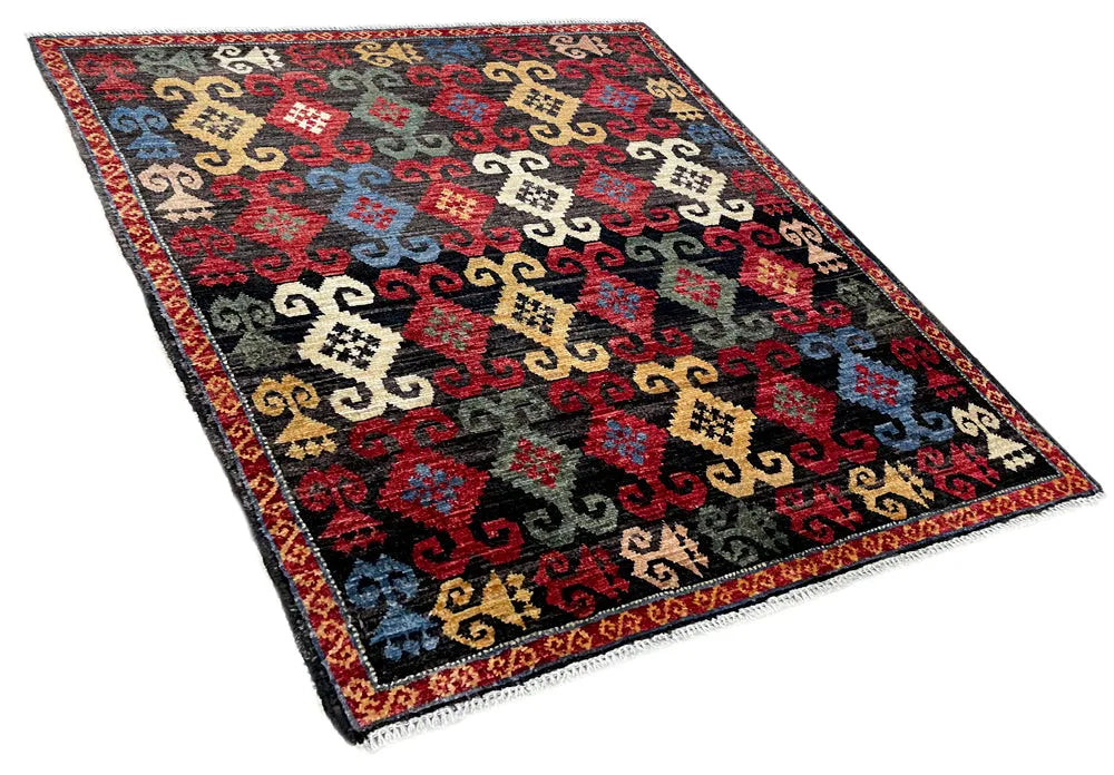 3'1"x3'4" Uzbek Hand Knotted