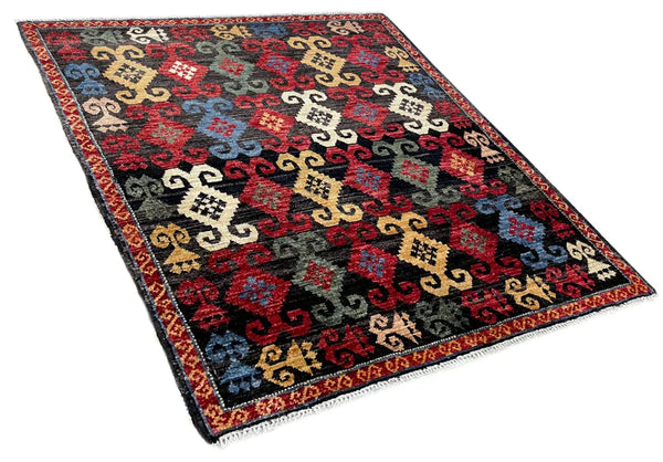 3'1"x3'4" Uzbek Hand Knotted