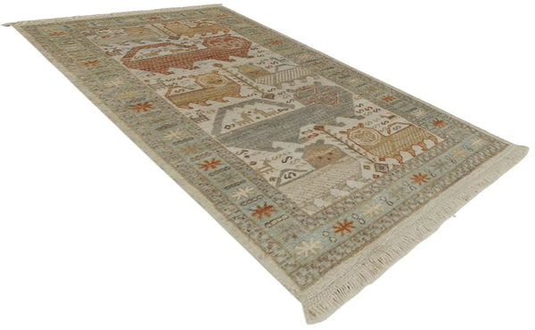 3'1"x5'11" Lori Lions Hand Knotted