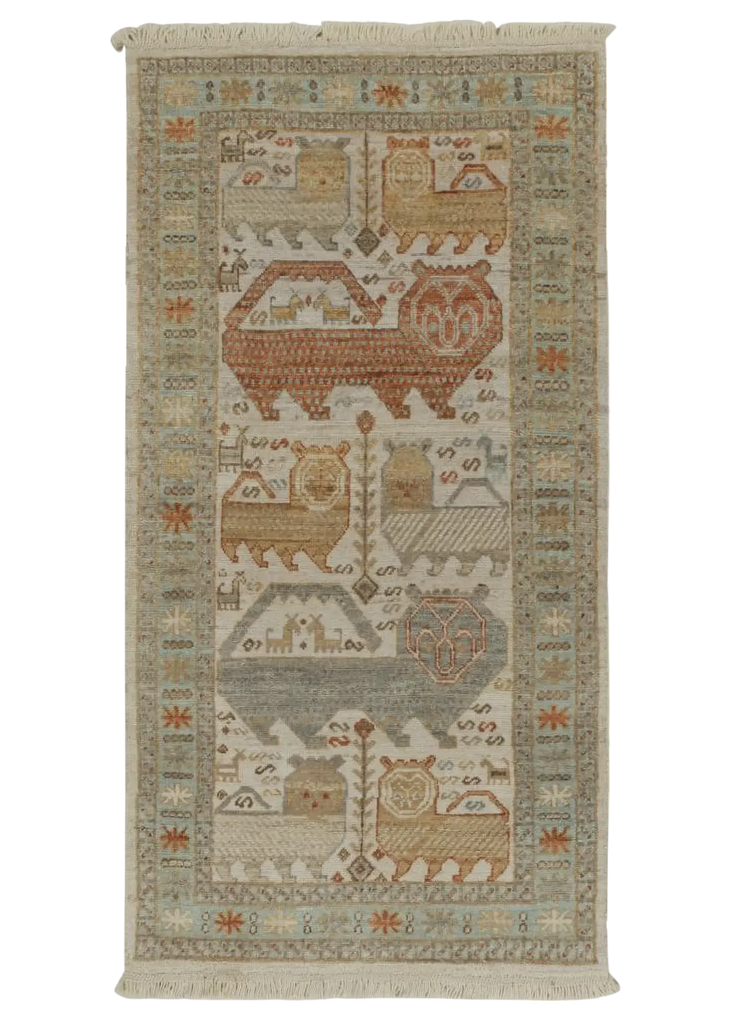 3'1"x5'11" Lori Lions Hand Knotted