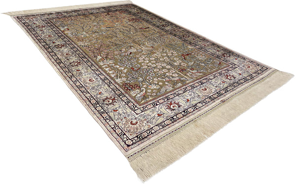 3'1"x5'1" Hereke Style Prayer Rug Hand Knotted