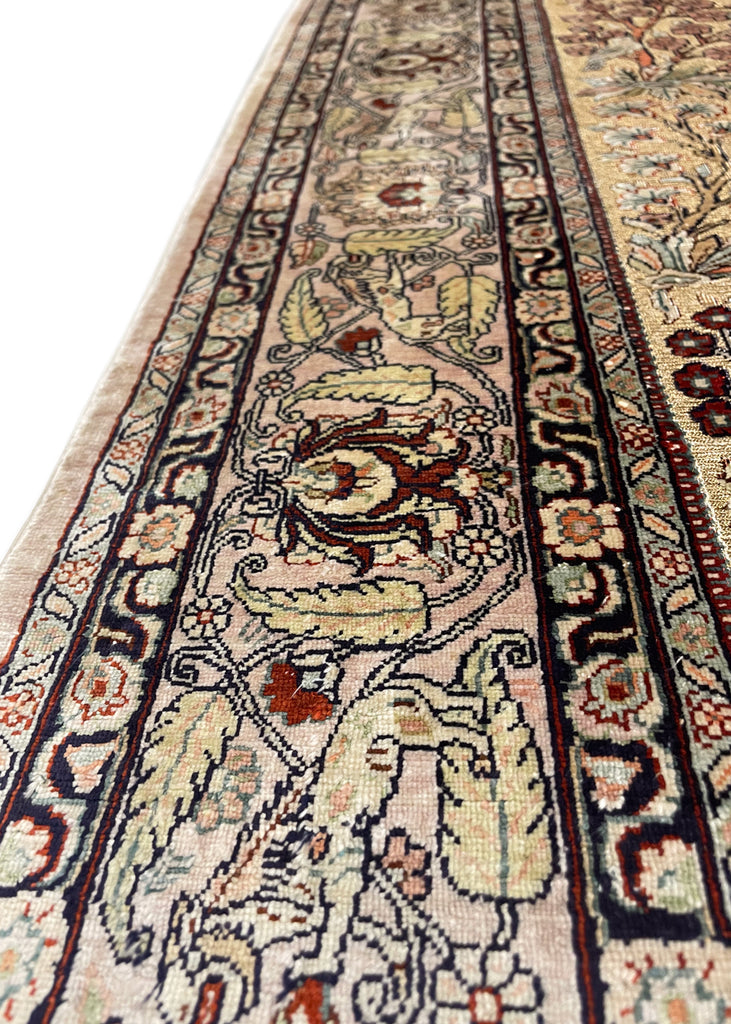 3'1"x5'1" Hereke Style Prayer Rug Hand Knotted