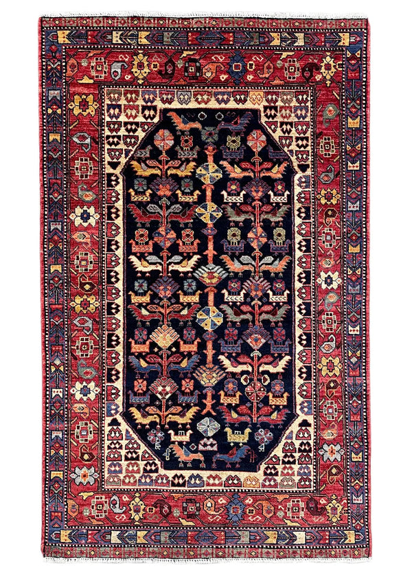 3'1"x5'1" Khamseh Hand Knotted