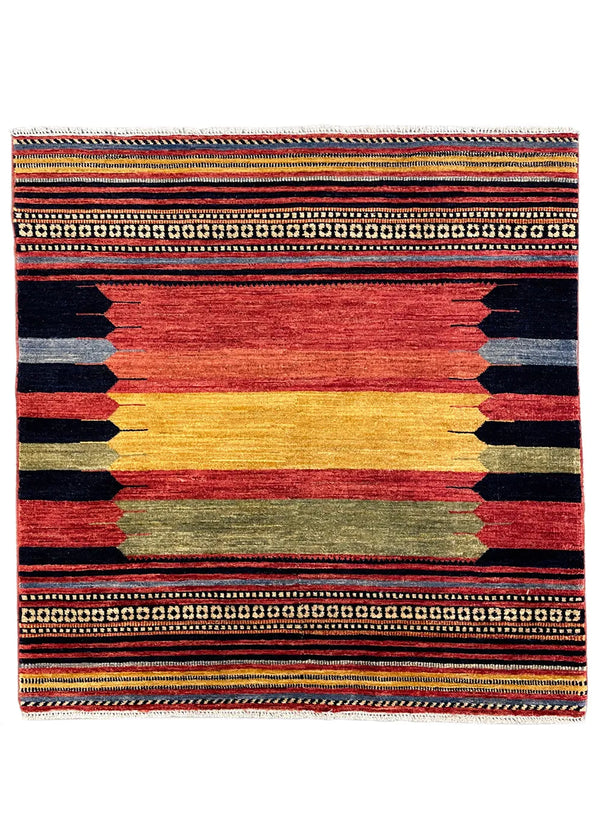 3'2"x3'2" Sofreh Hand Knotted