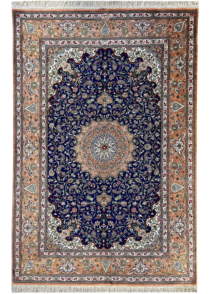 3'2"x4'10" Qum Hand Knotted