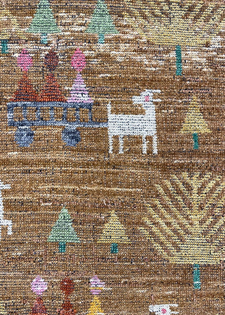 3'2"x4'11" Burano Swedish Folk Hand Knotted