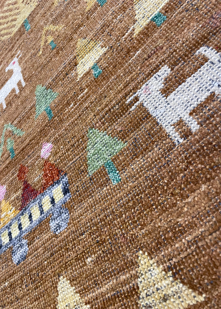 3'2"x4'11" Burano Swedish Folk Hand Knotted