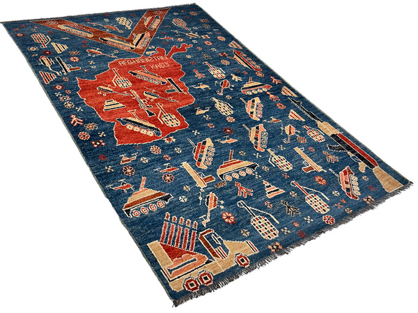 3'2"x4'11" War Rug Hand Knotted