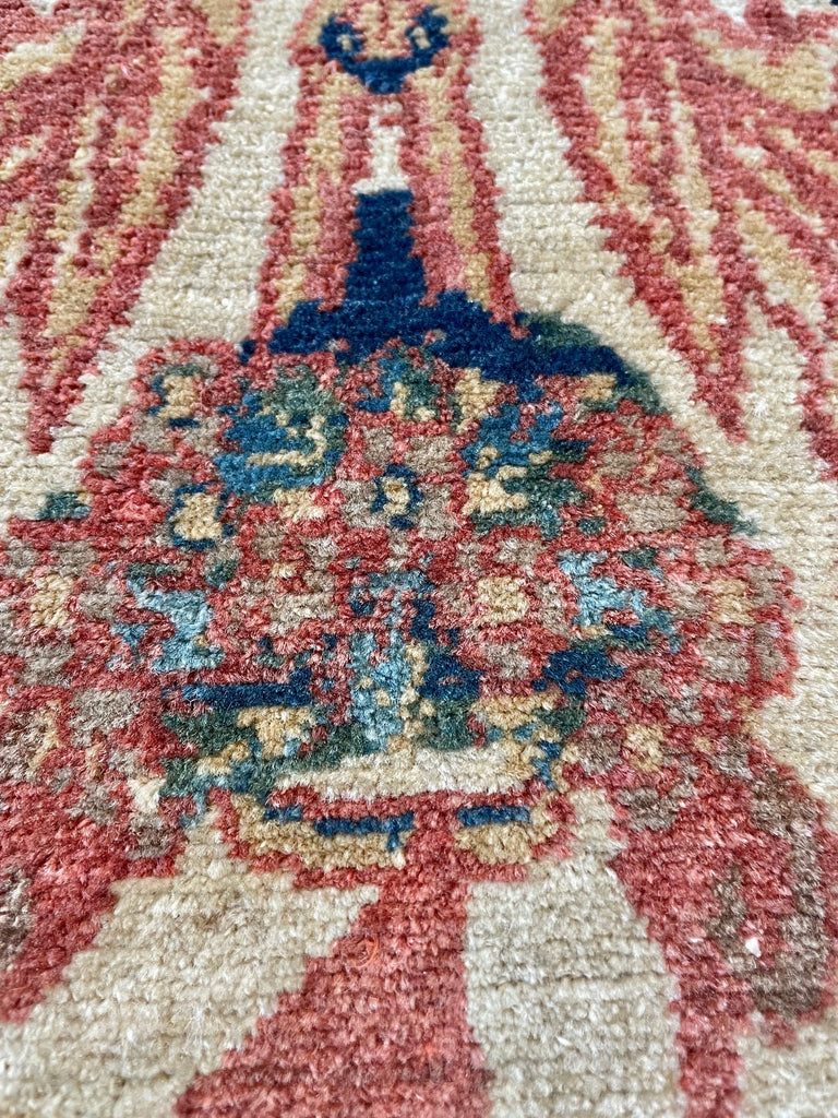 3'2"x4'3" Sennah Hand Knotted