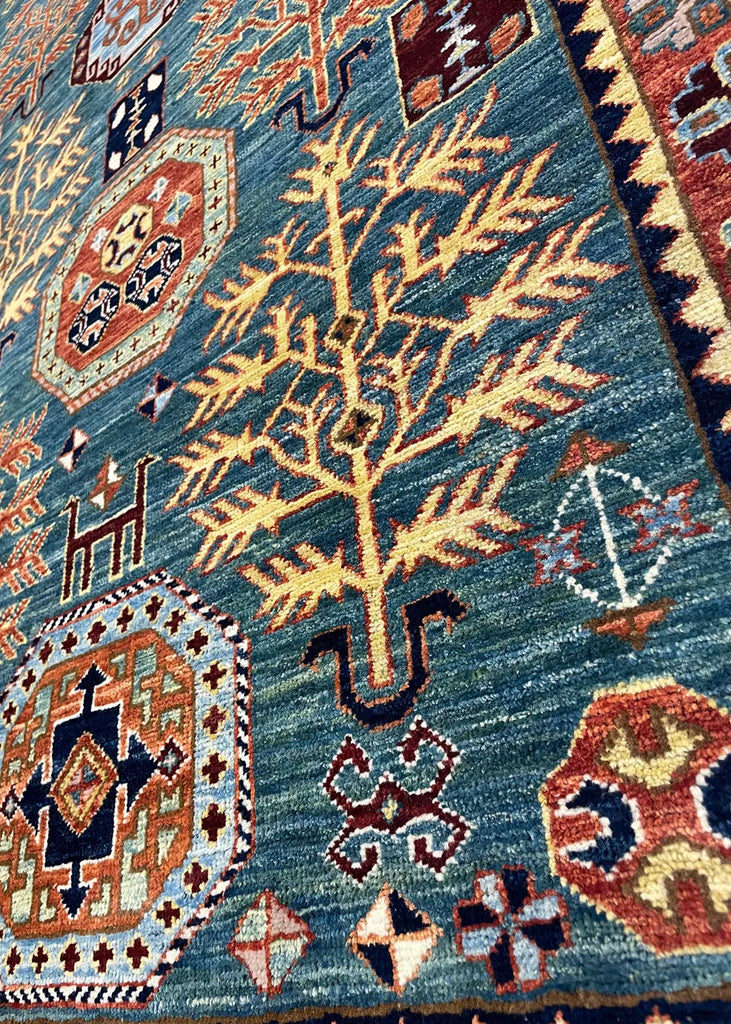 3'2"x5'1" Bamyan Kazak Hand Knotted