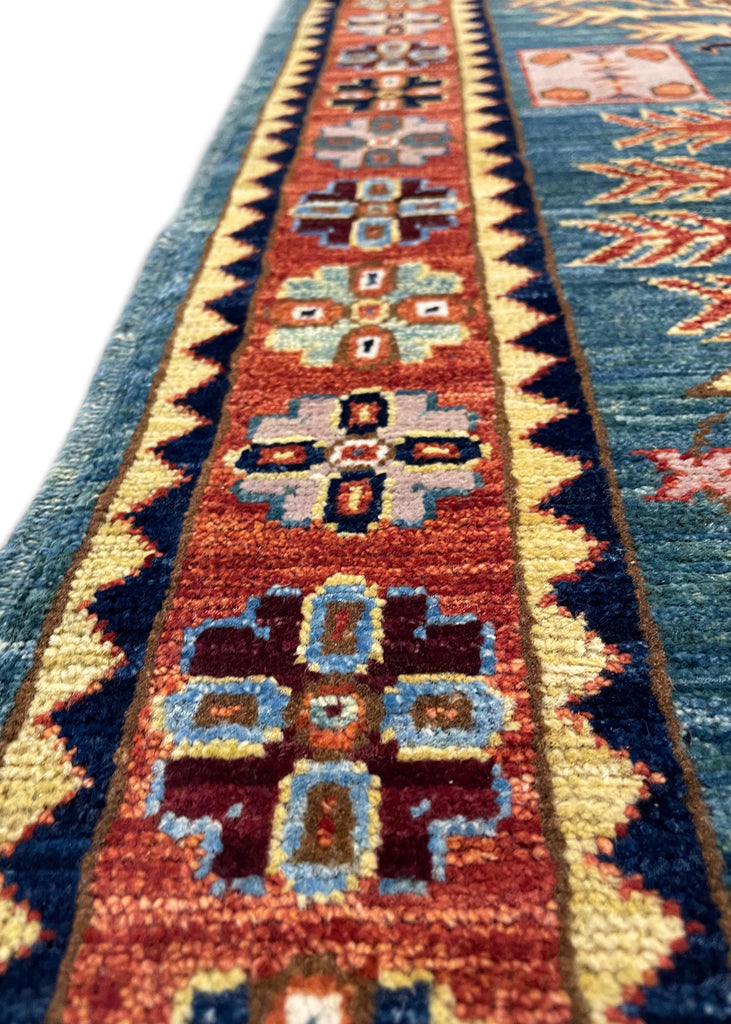 3'2"x5'1" Bamyan Kazak Hand Knotted
