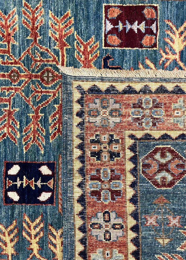 3'2"x5'1" Bamyan Kazak Hand Knotted