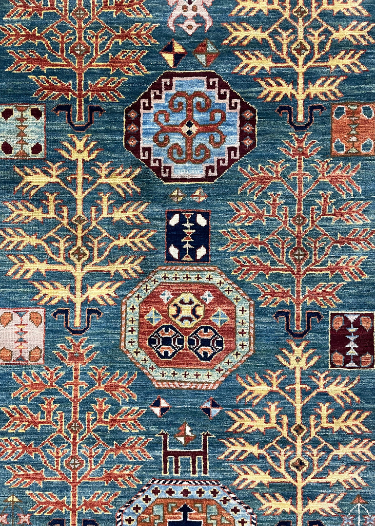 3'2"x5'1" Bamyan Kazak Hand Knotted
