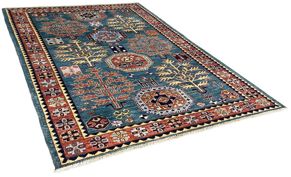 3'2"x5'1" Bamyan Kazak Hand Knotted