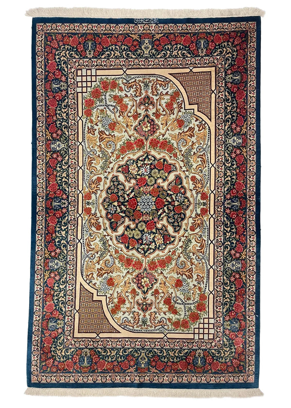 3'2"x5'2" Qum Hand Knotted