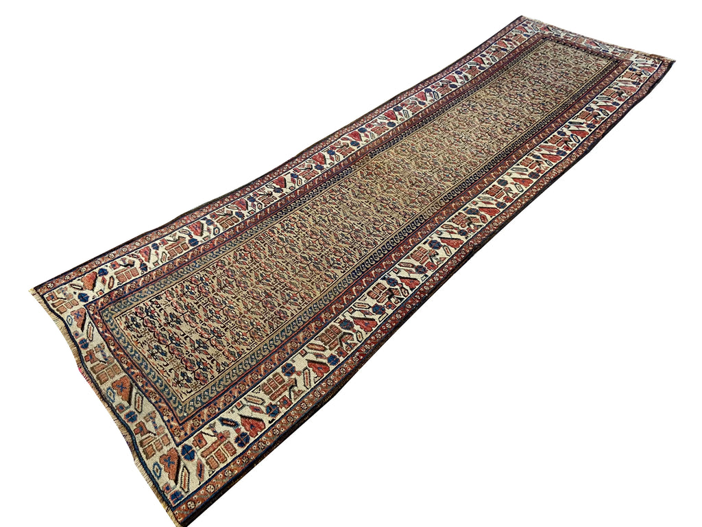3'2"x9'5" N.W Persian Kurdish Hand Knotted