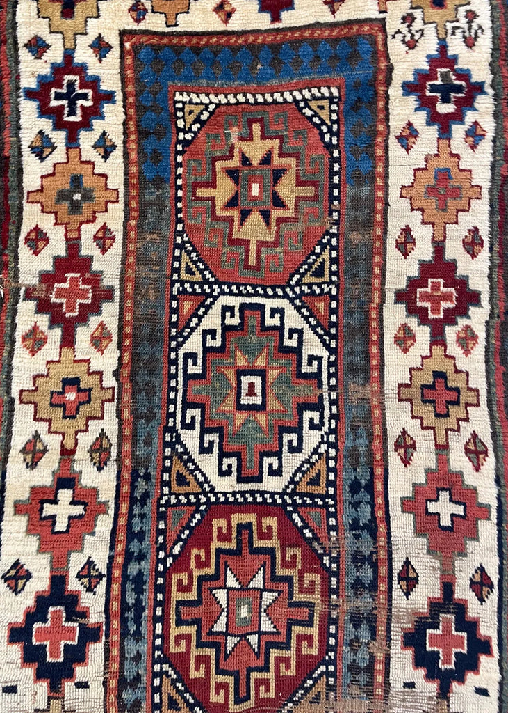 3'3"x3'11" Shah Saven Fragment Hand Knotted