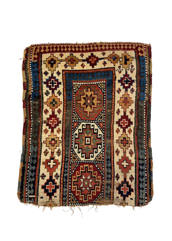 3'3"x3'11" Shah Saven Fragment Hand Knotted