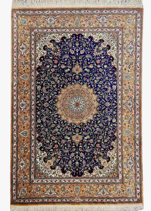 3'3"x4'11" Qum Hand Knotted