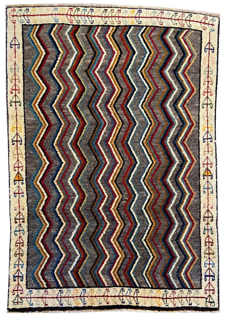 3'3"x4'9" Gabbeh Hand Knotted